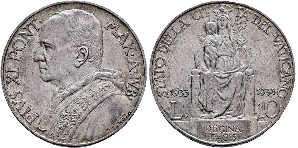 1933/34 Vatican 10 Lire